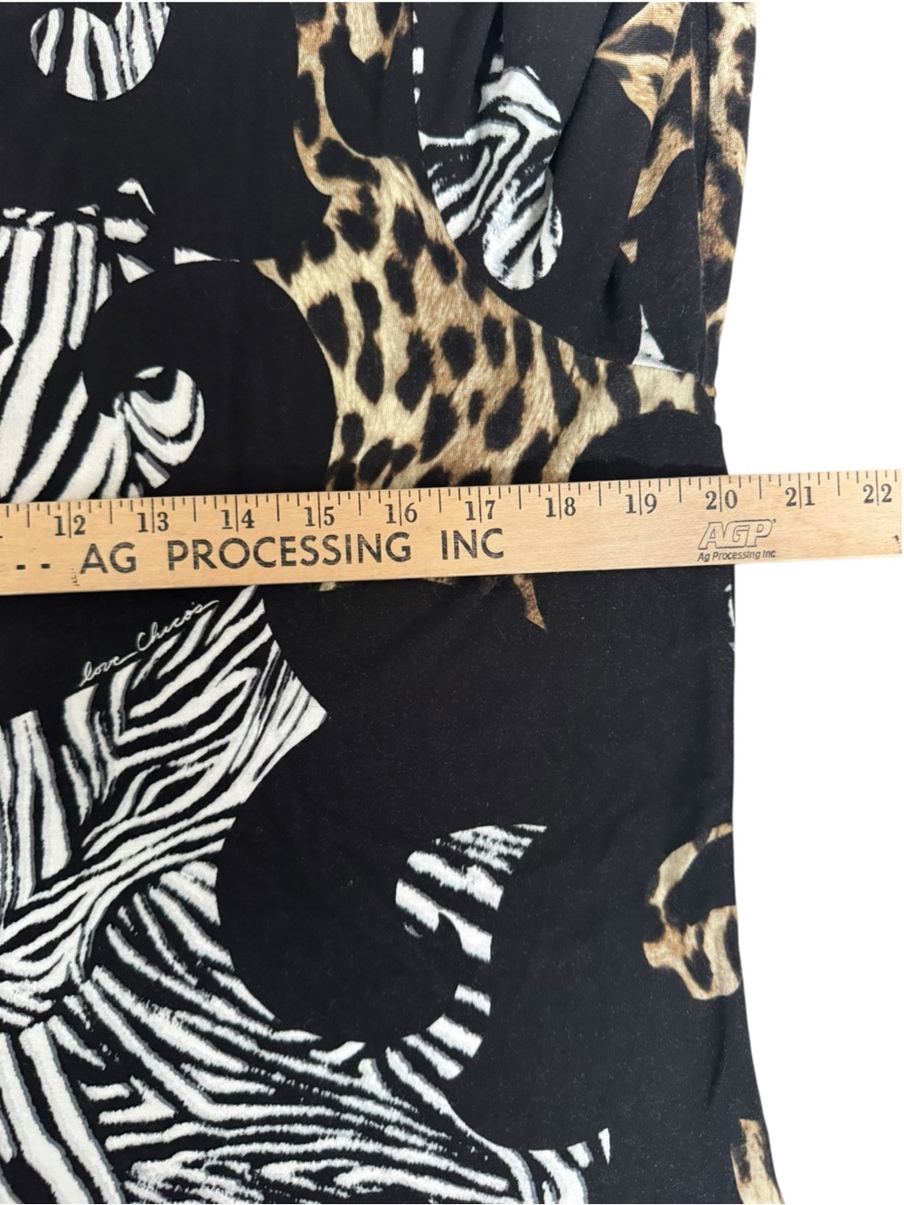 Chico’s Size 2 Large Animal Print Leopard Zebra Long Sleeve Stretch Tunic Top - Picture 3 of 7